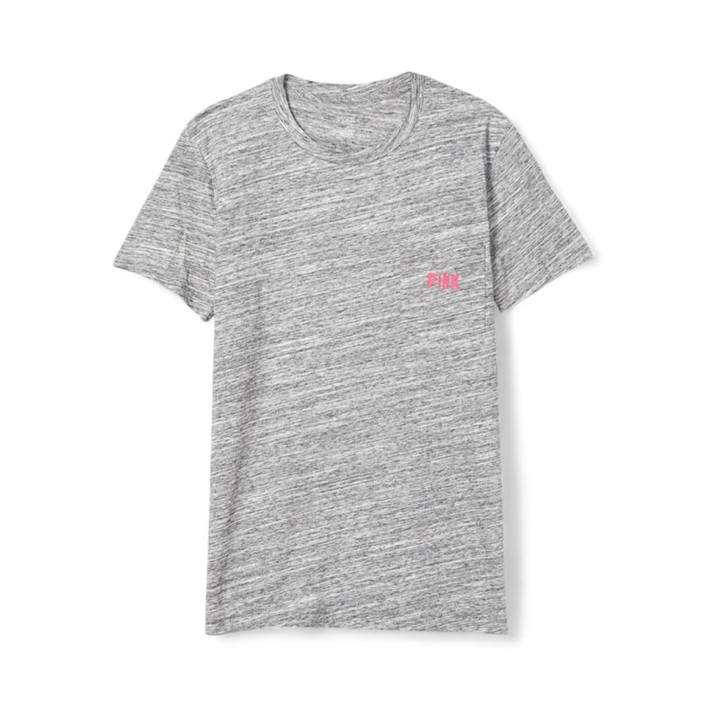 VS PINK Heathered Grey Pocket Tee – Neon Pink Dog Logo – Women’s XS (Oversized)